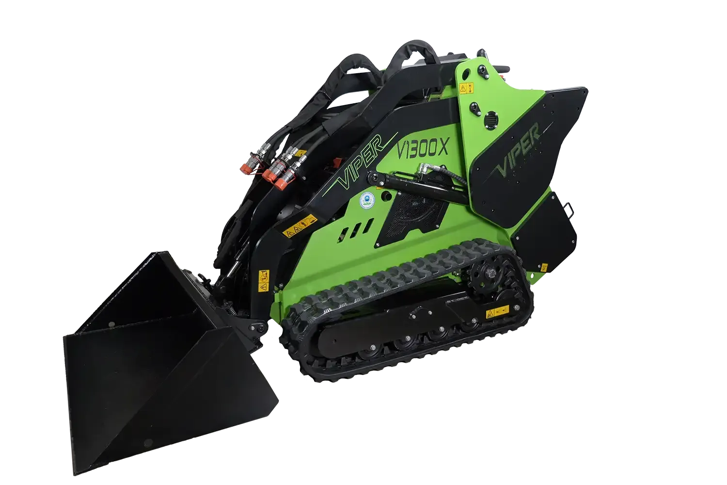 Viper V1300X mini track loader with bucket attachment